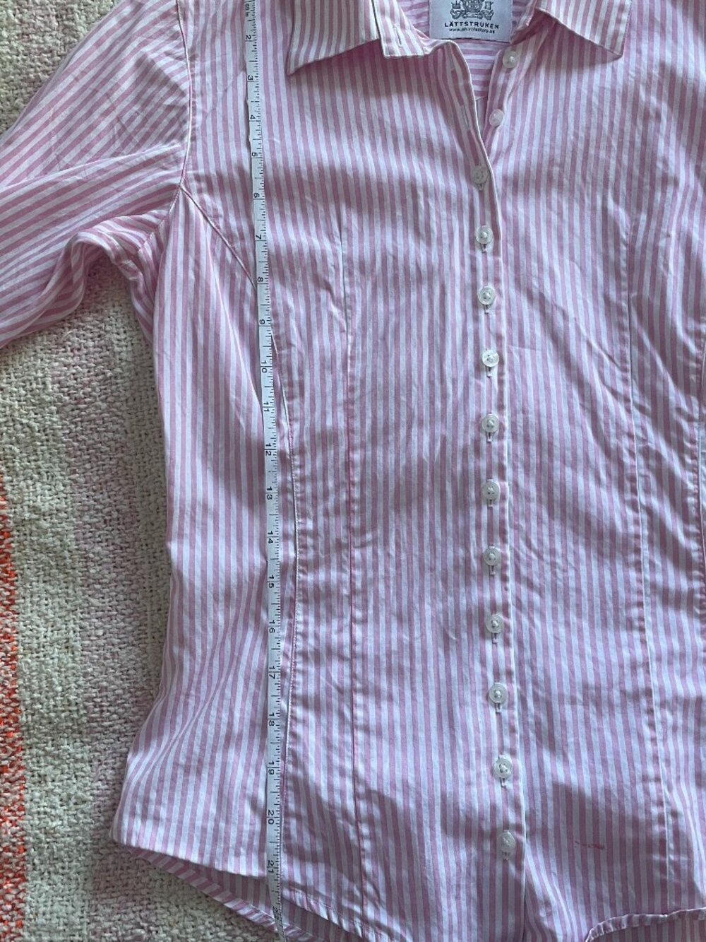 Pink/White Striped Womens Button Down Shirt - Picture 6 of 10